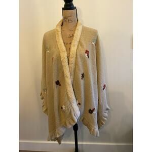 Tan Rosy Gee Cardigan with Embroidered Flowers